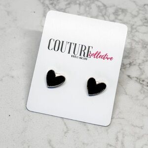 NWT Black Heart Stud Earrings